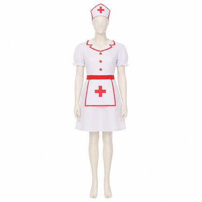 White Nurse Costume with Red Cross and Cap lifestyle
