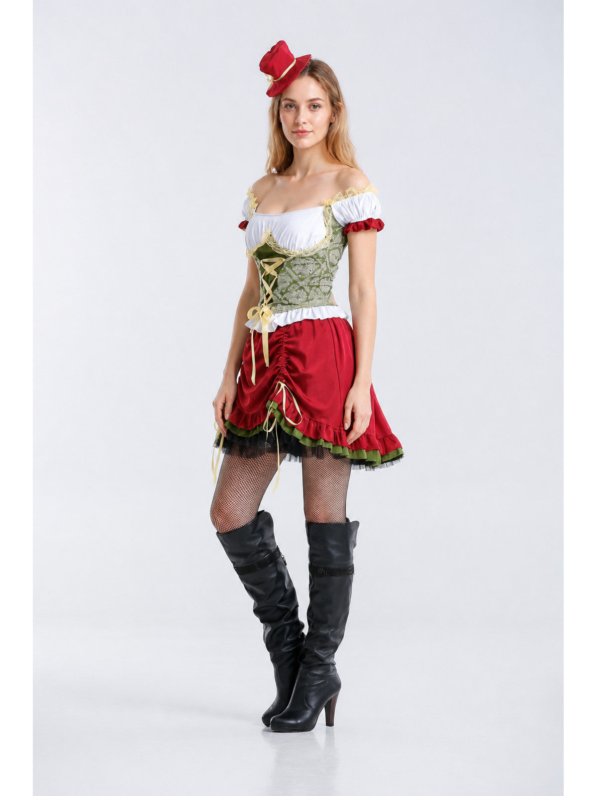 Short Bavarian Dress with Puff Sleeves
