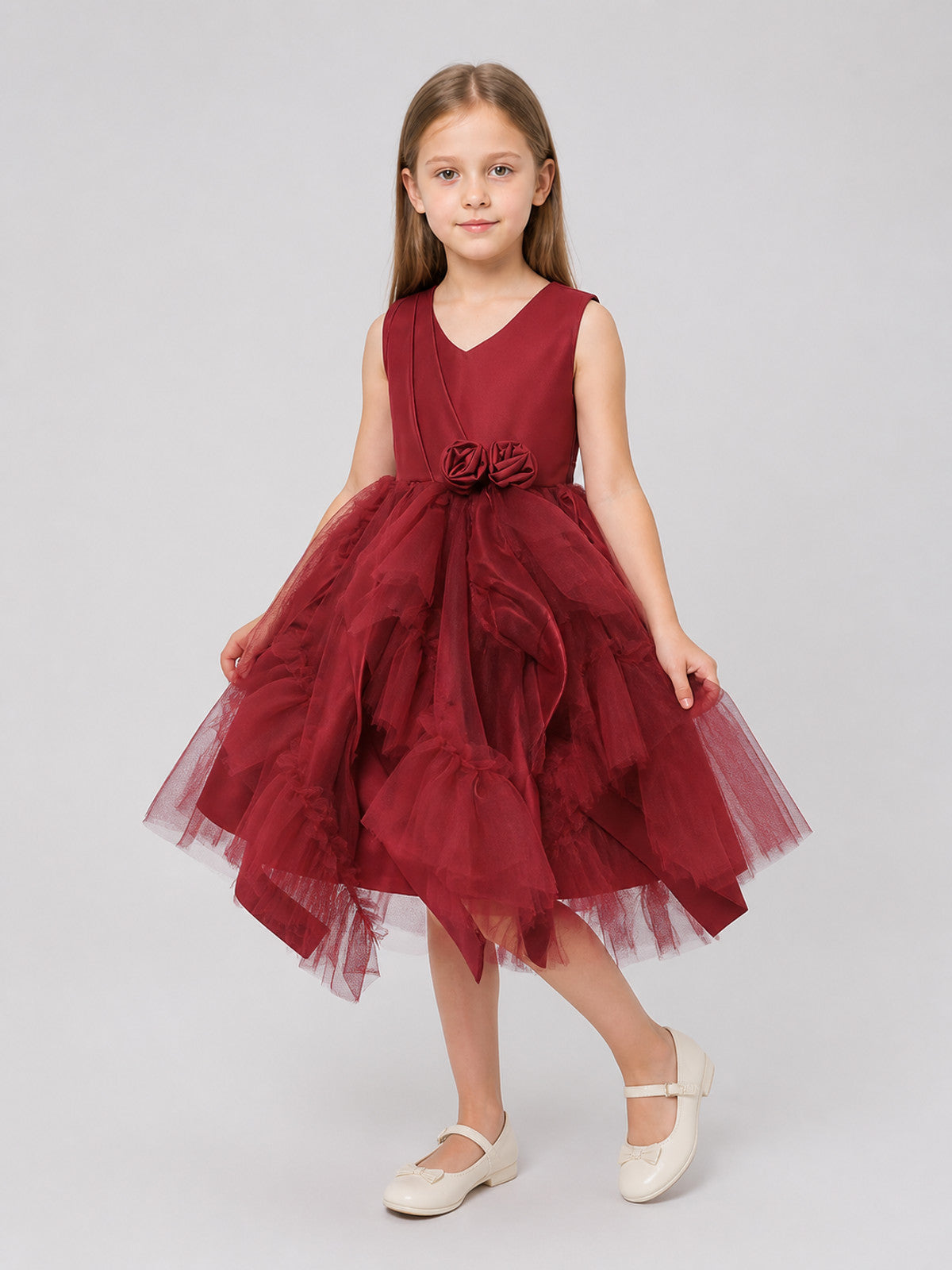 Festive Girls’ Bubble Dress with a Rose and Tulle product detail