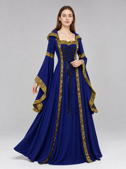 Medieval Hooded Dress with Lacing