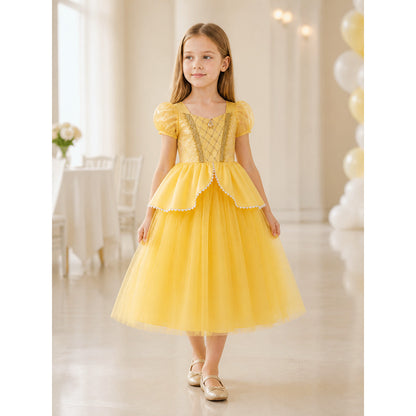 Yellow Princess Costume Dress for Halloween and Cosplay lifestyle view