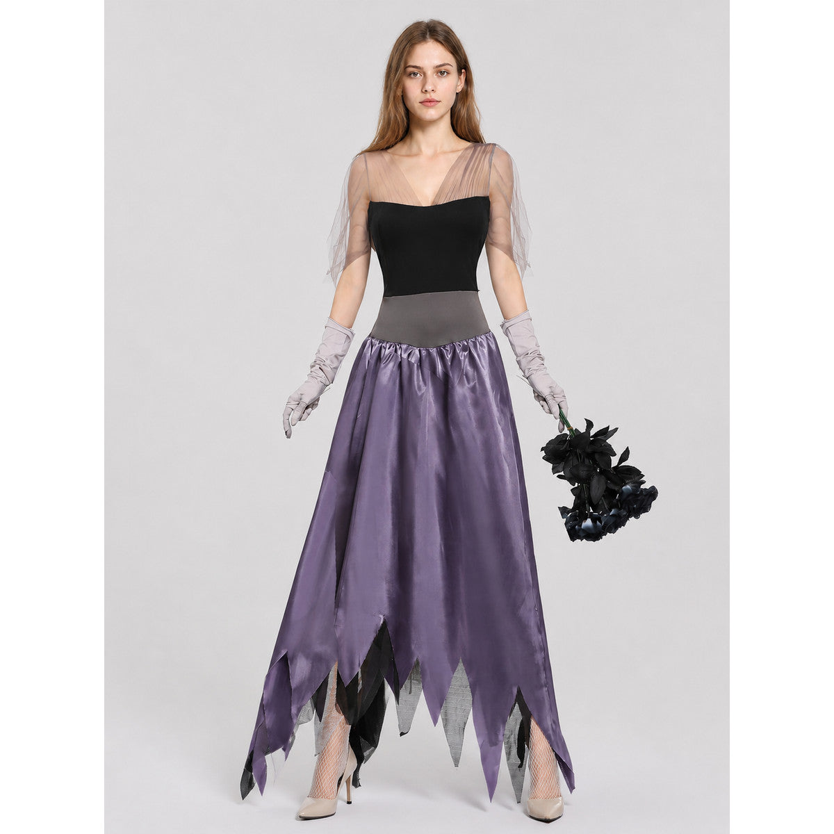 Black and Purple Carnival Costume Dress with Jagged Hem Costume Dresses detail