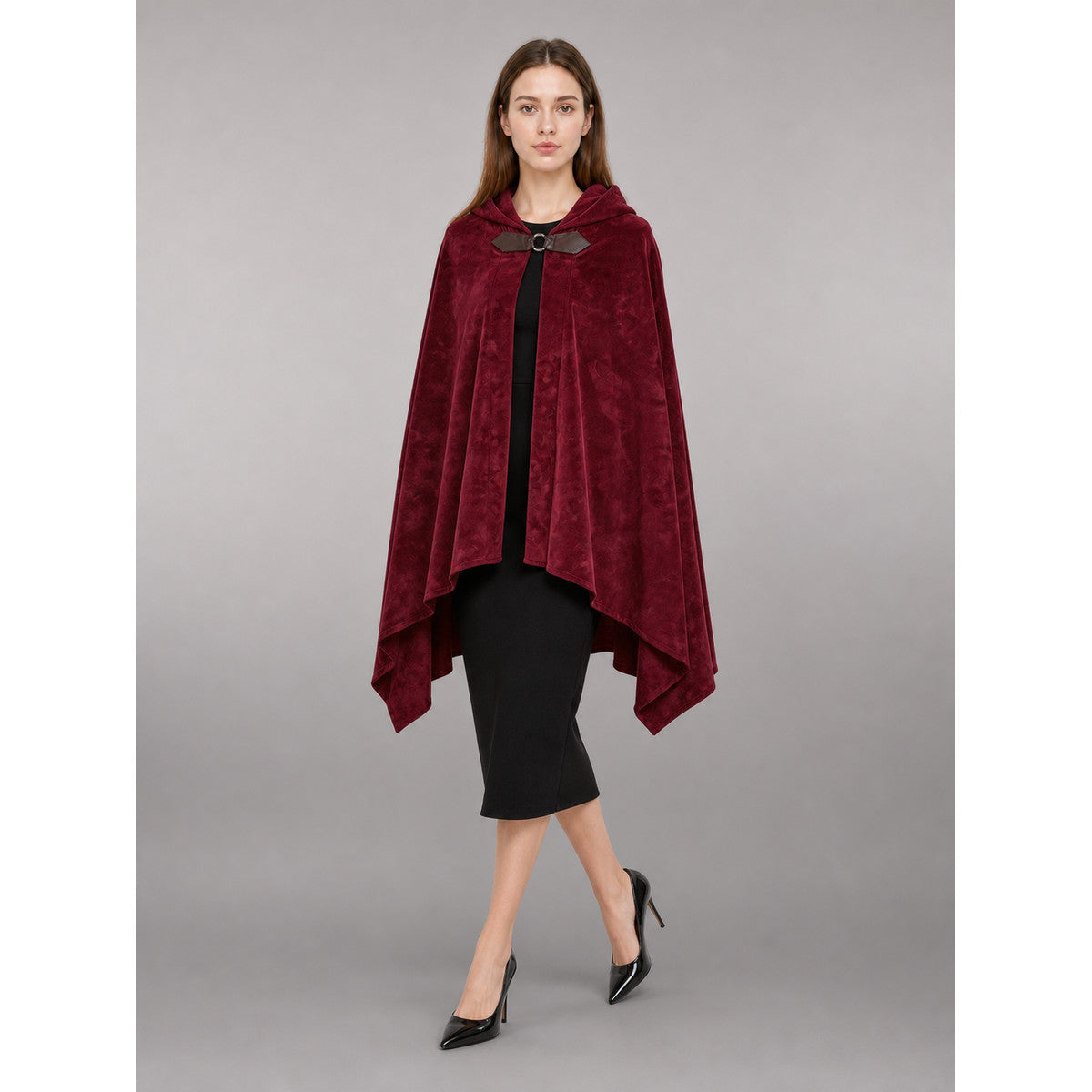 Burgundy Hooded Carnival Cloak lifestyle