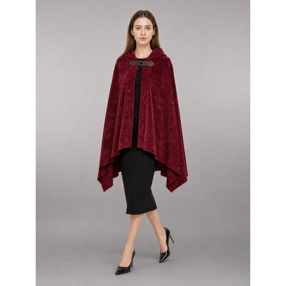 Burgundy Hooded Carnival Cloak lifestyle