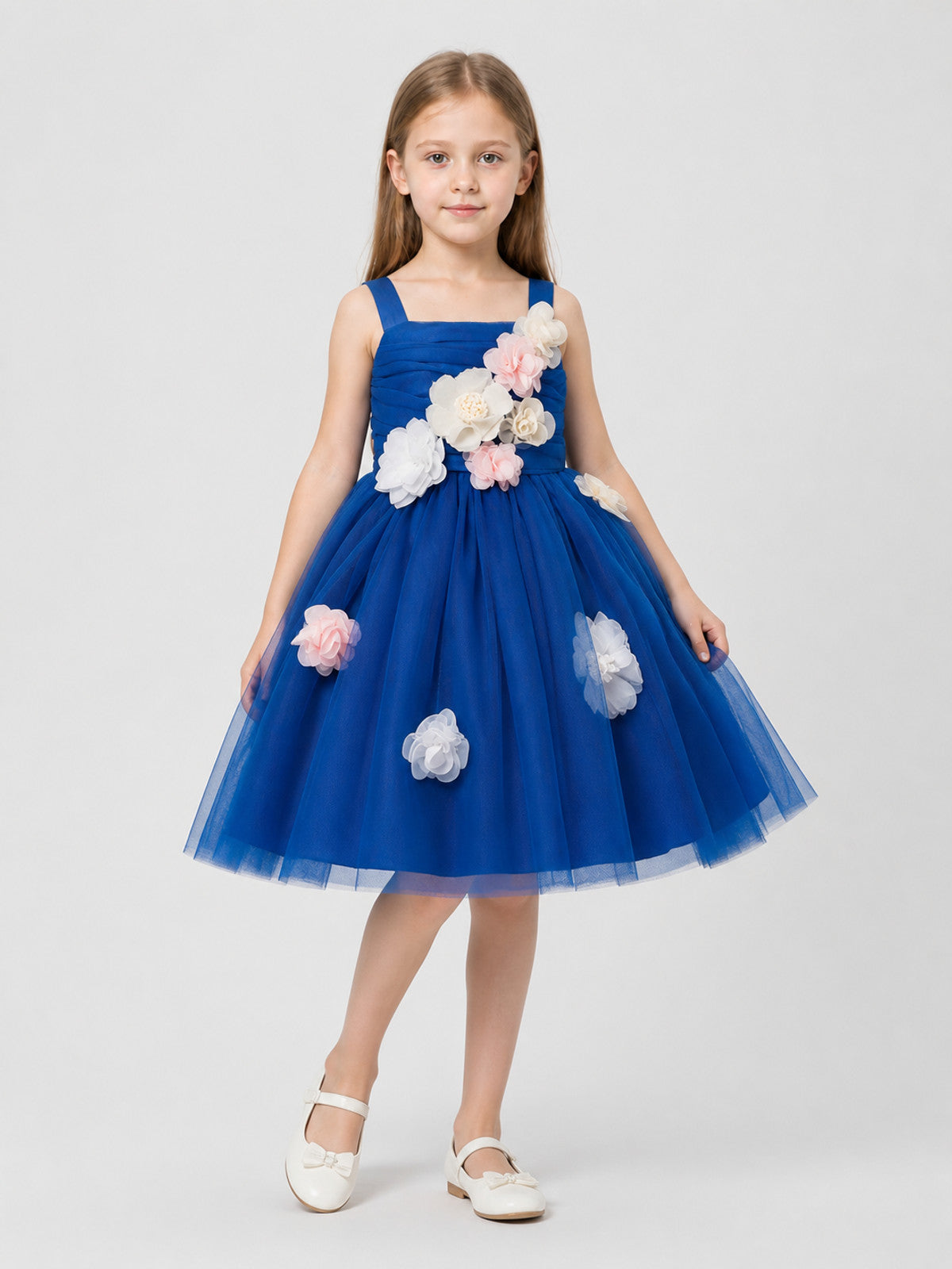 Girls' Formal Dress with a Full Skirt and Flowers Costume Dresses detail