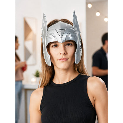 Silver Cosplay Mask with Winged Elements lifestyle view