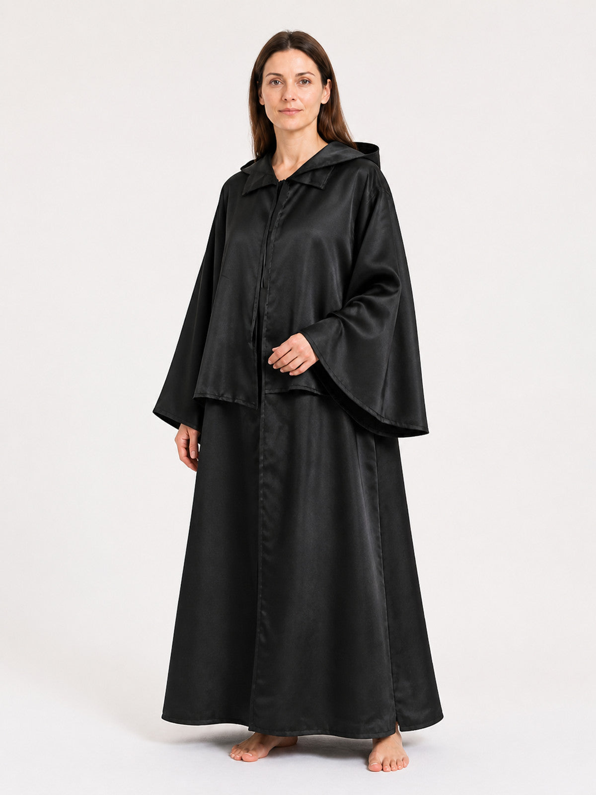 Black Long Hooded Cloak for Halloween