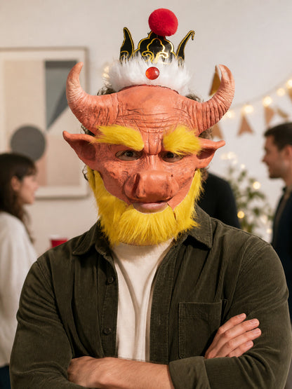 Red Carnival Mask with Horns for Cosplay