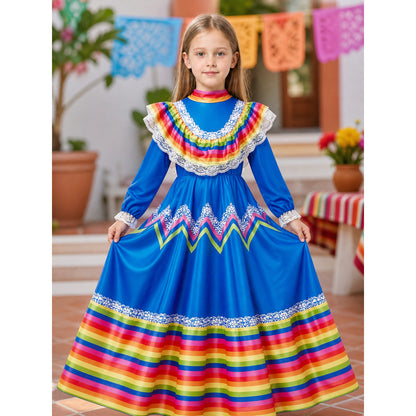Costume dress with long sleeves, folk style lifestyle view