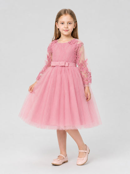 Full Skirted Girls' Dress with Cape and Bow Costume Dresses detail