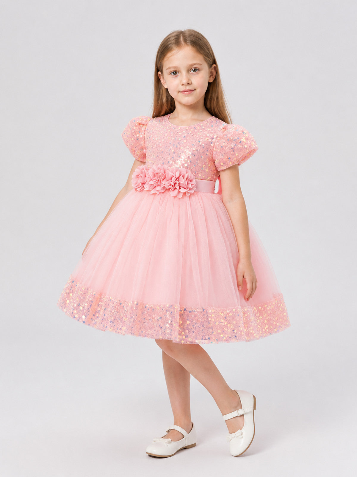 Tulle Dress with Flowers for Birthdays and Baptisms