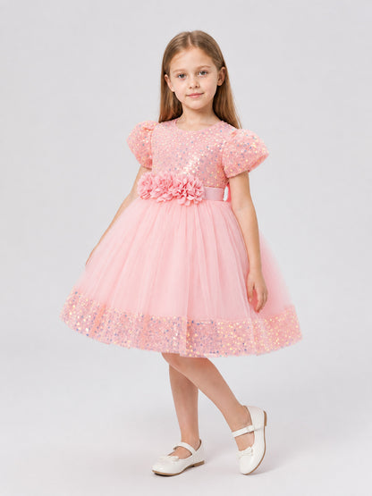 Tulle Dress with Flowers for Birthdays and Baptisms