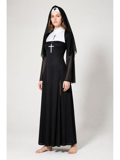Long Costume with White Cross and Hood