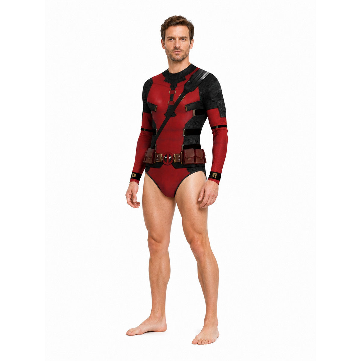 Red and Black Superhero Jumpsuit with 3D Print product detail