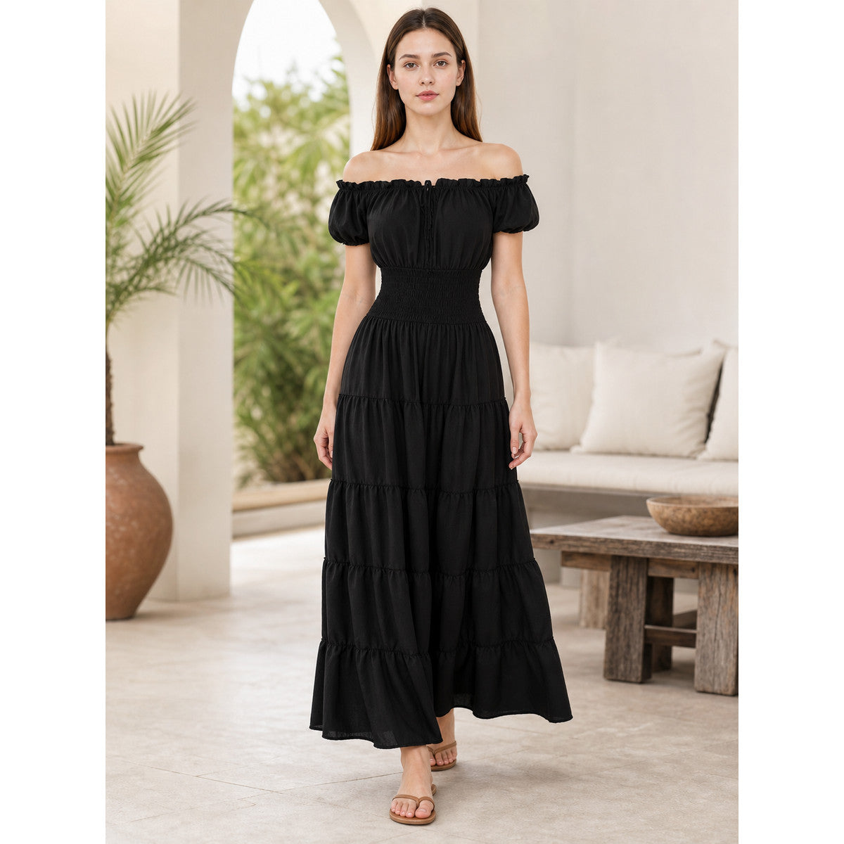 Renaissance-Style Off-the-Shoulder Dress
