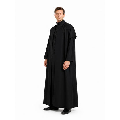 Black High-Collar Robe for Cosplay Costumes detail