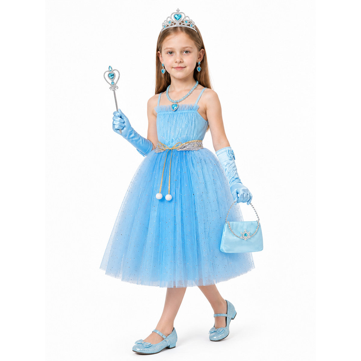 Blue Children's Tutu Skirt with Crown and Accessories Costume Headwear detail