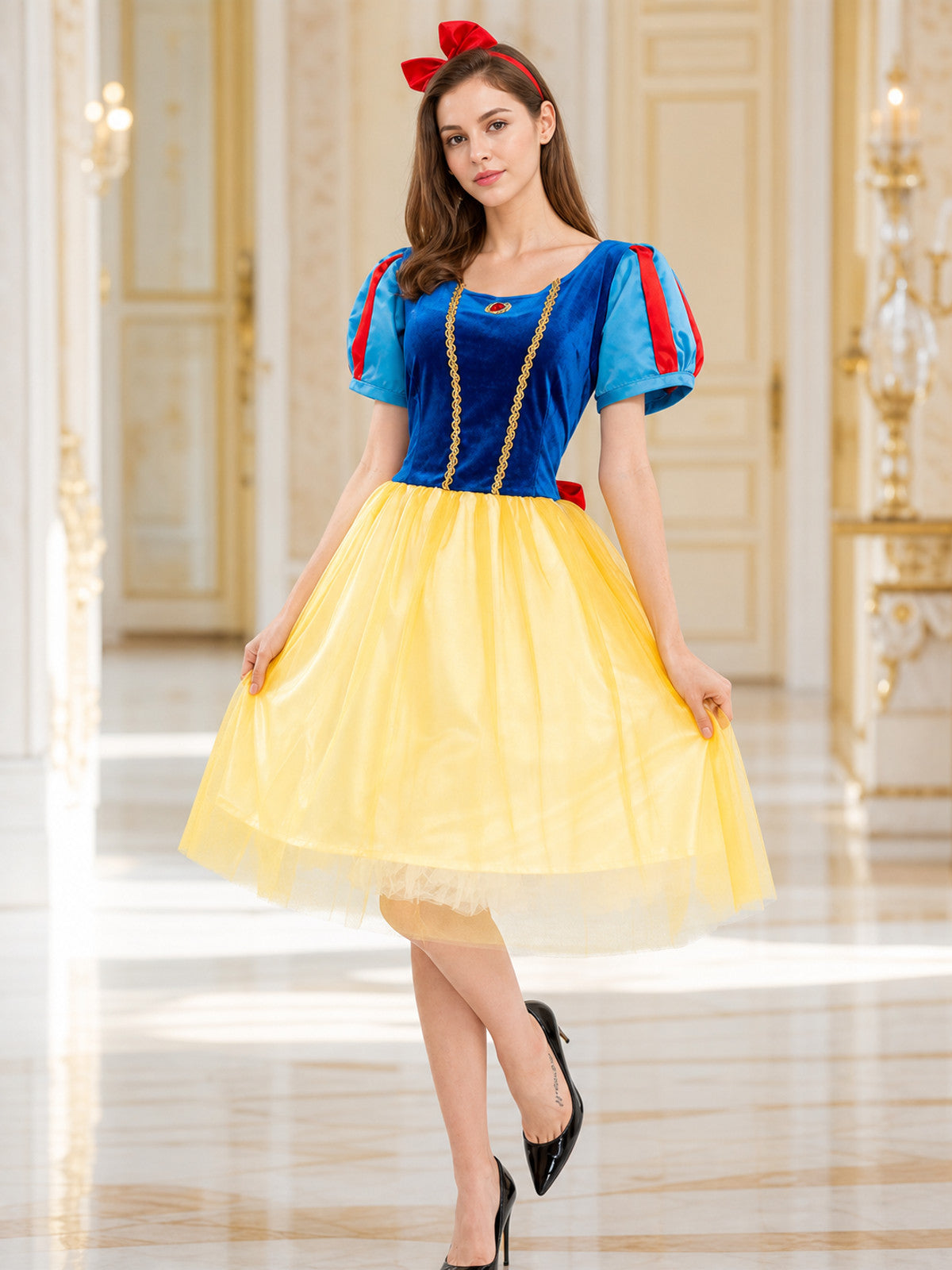 Snow White Costume Dress with Cape and Headband