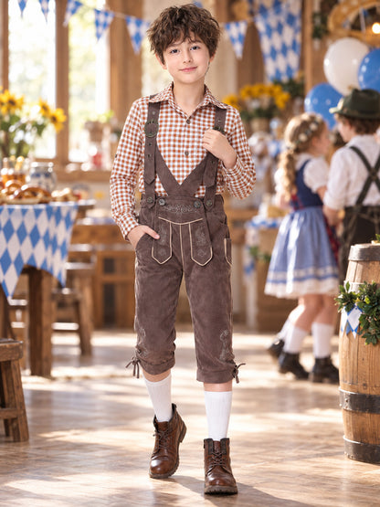 Bavarian-Style Kids' Costume: Shirt and Suspender Pants