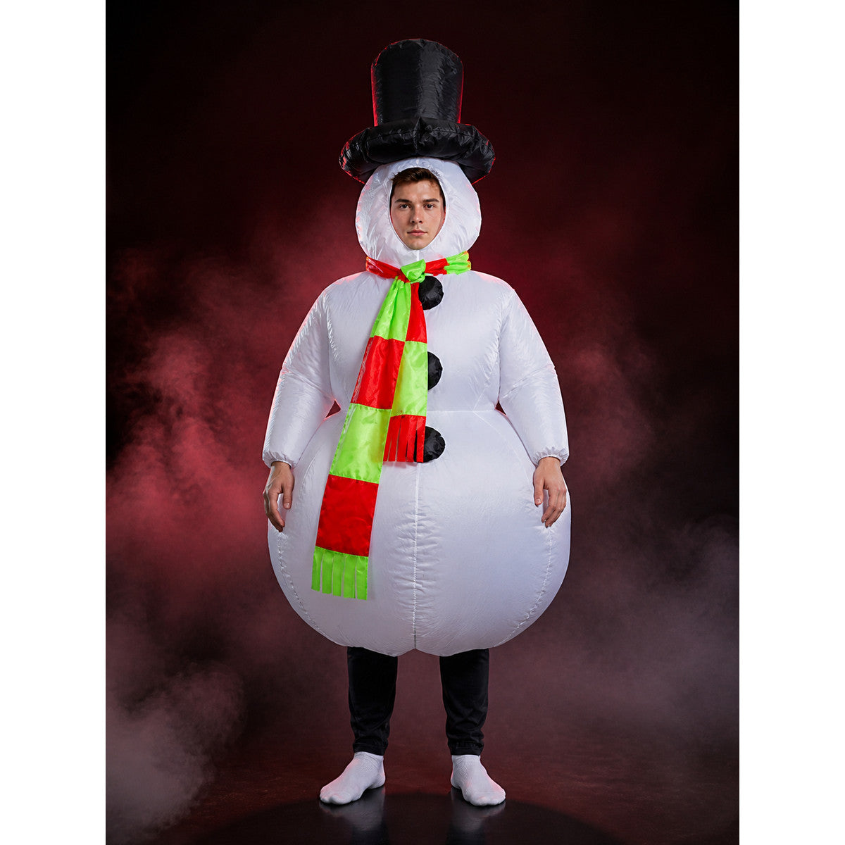 Fluffy Snowman Jumpsuit Costume Set with Hat and Scarf main product view