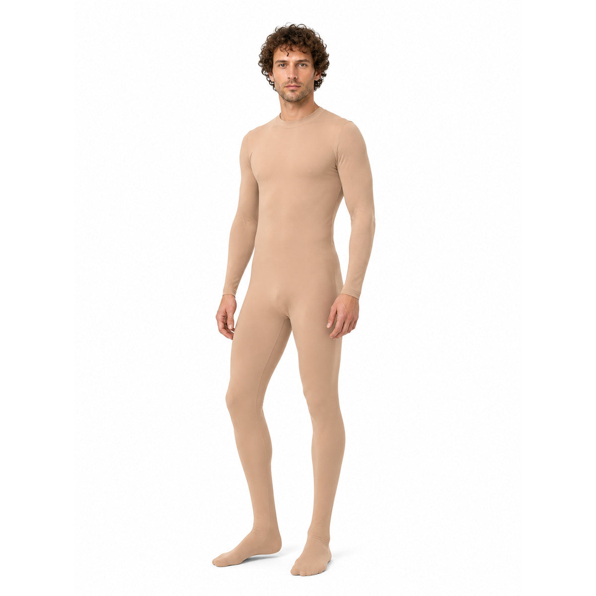 Flesh-colored zentai bodysuit with a high collar product detail