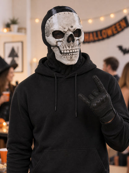 Realistic Skull Mask with Hood and Black Balaclava