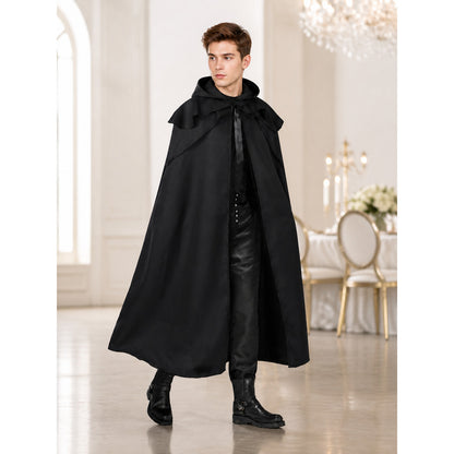 Black Hooded Death Cloak for Halloween, Cosplay lifestyle view