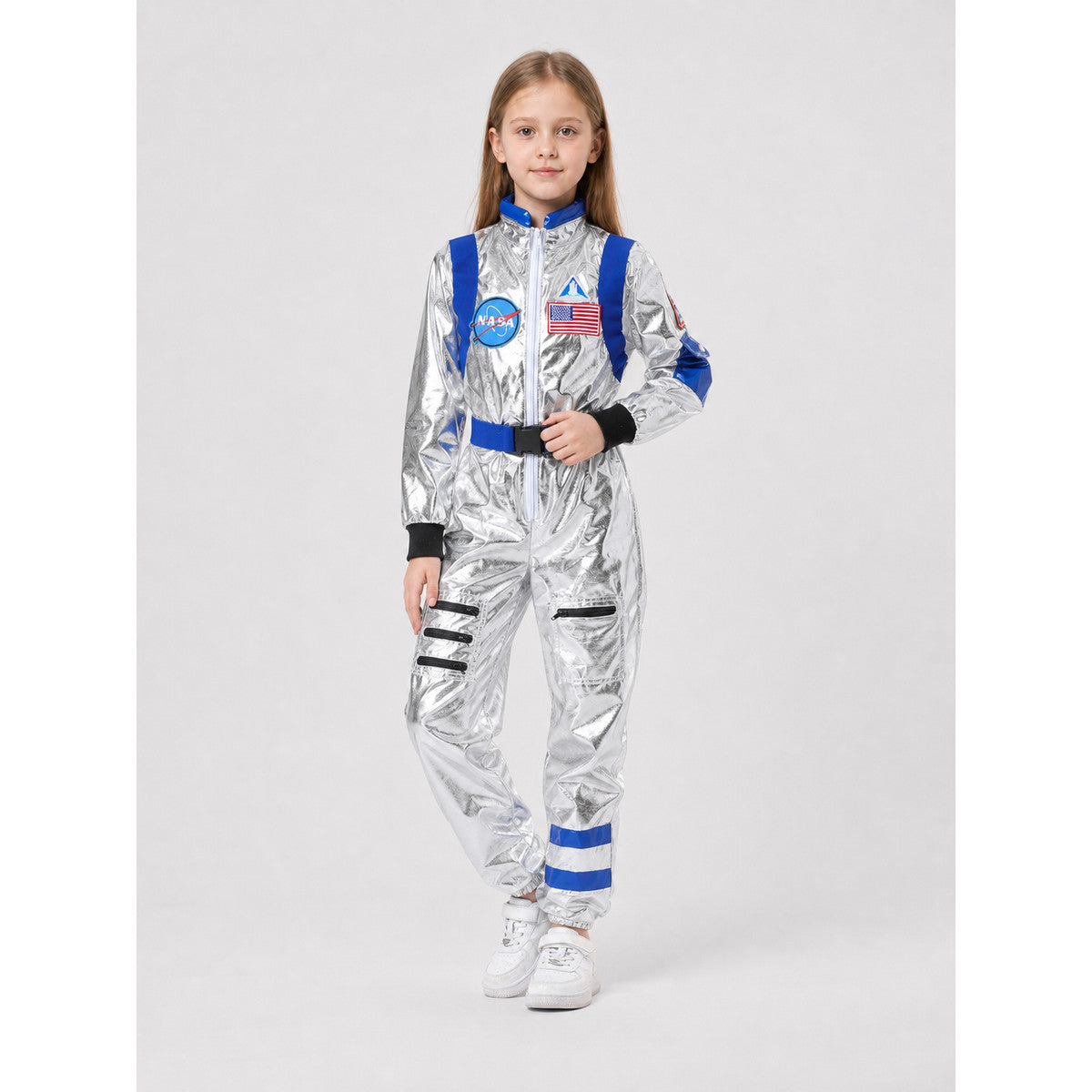 Silver-and-Blue Space Jumpsuit for Cosplay Costumes detail