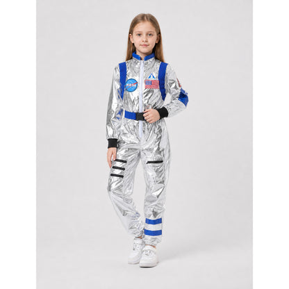 Silver-and-Blue Space Jumpsuit for Cosplay Costumes detail