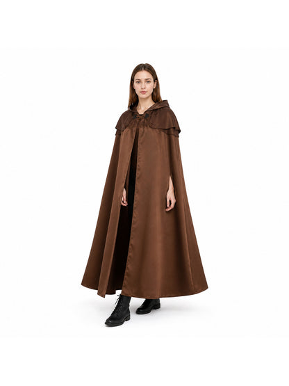 Long Brown Hooded Cloak-Cape Costume Capes detail