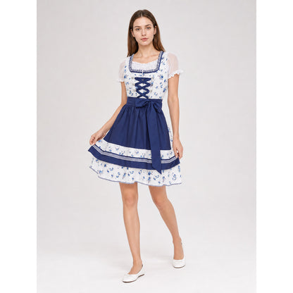 Bavarian Dirndl Dress with Apron for Oktoberfest