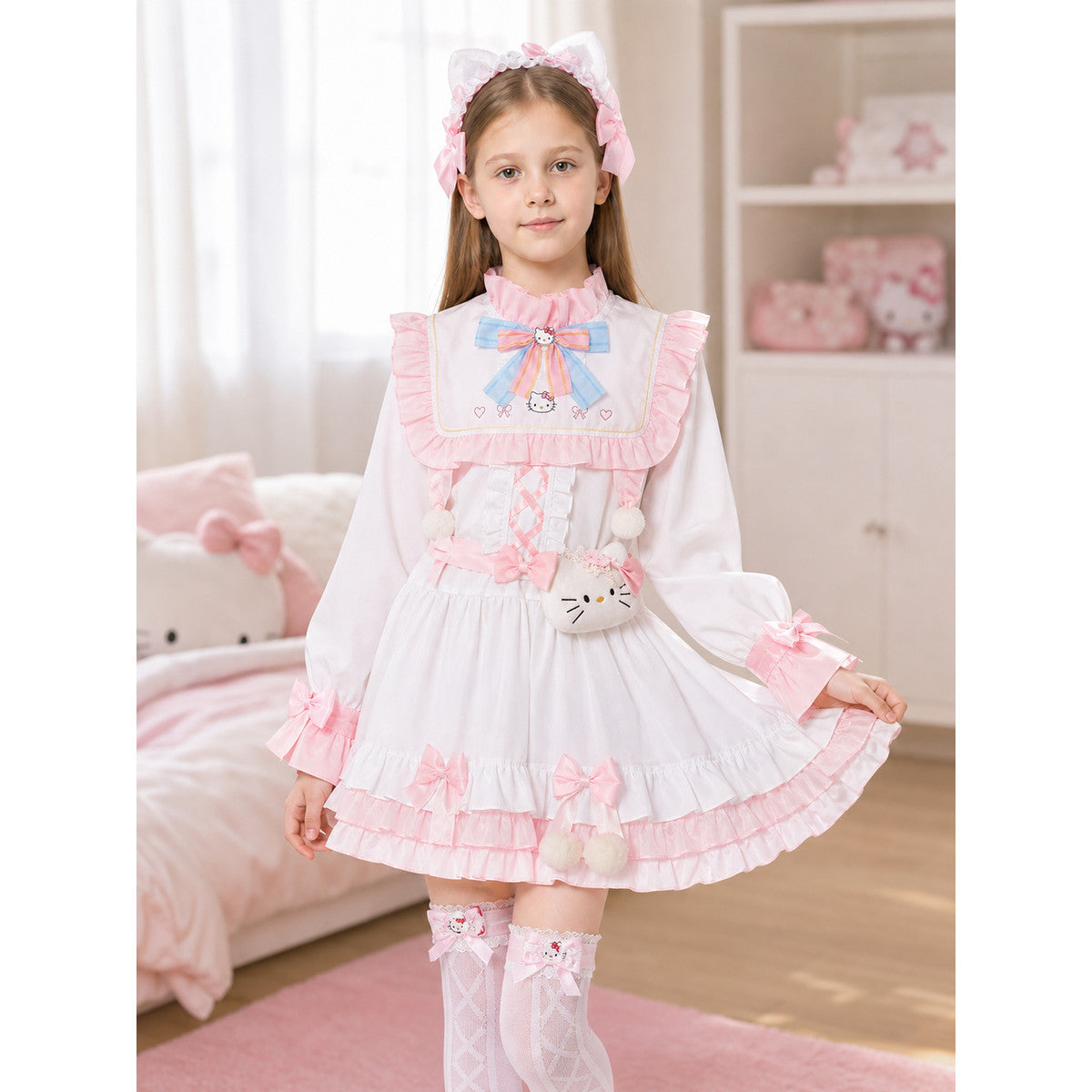 Emma Woods Hello Kitty Cosplay Costume with Accessories