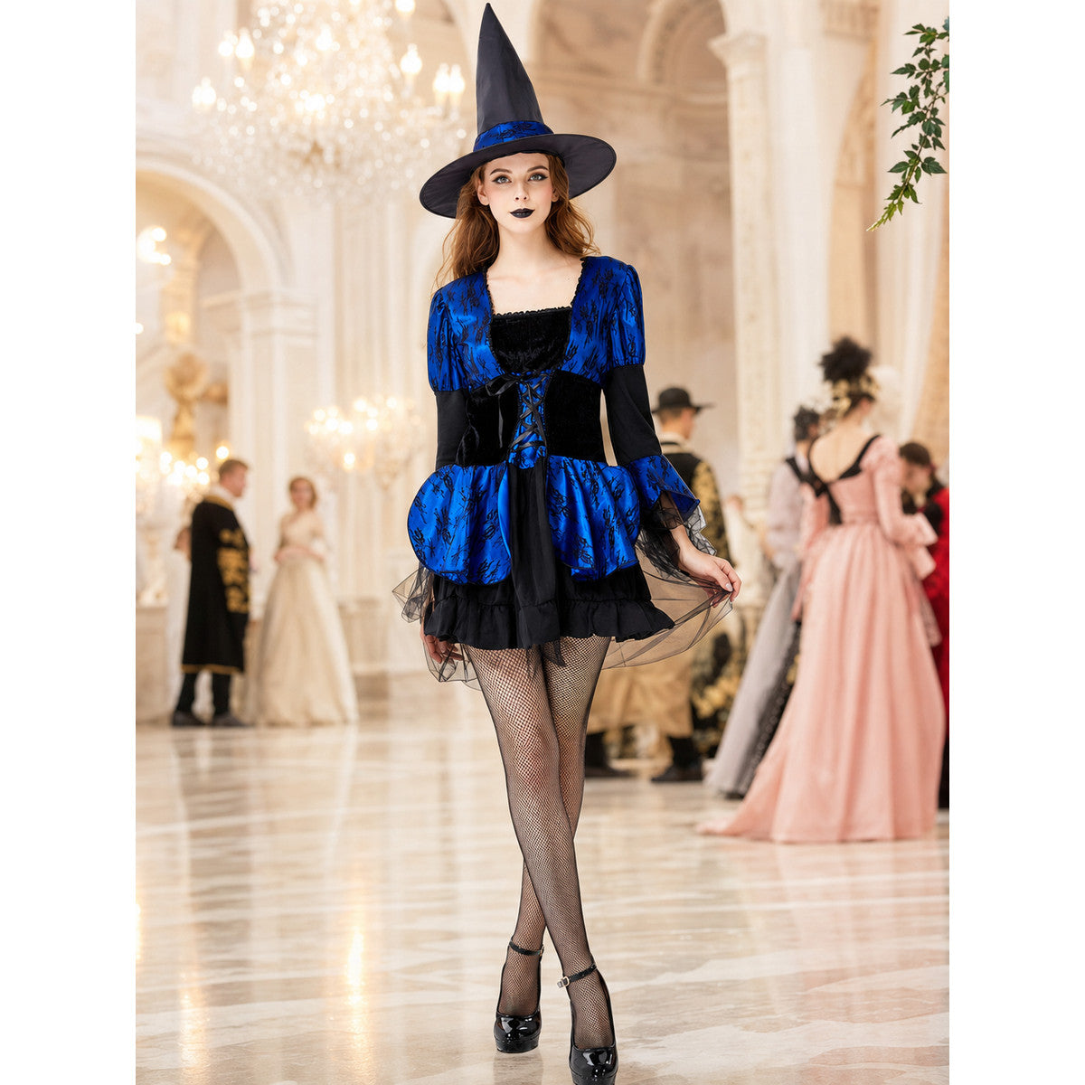 Witch Costume with a Full Skirt and Lacing