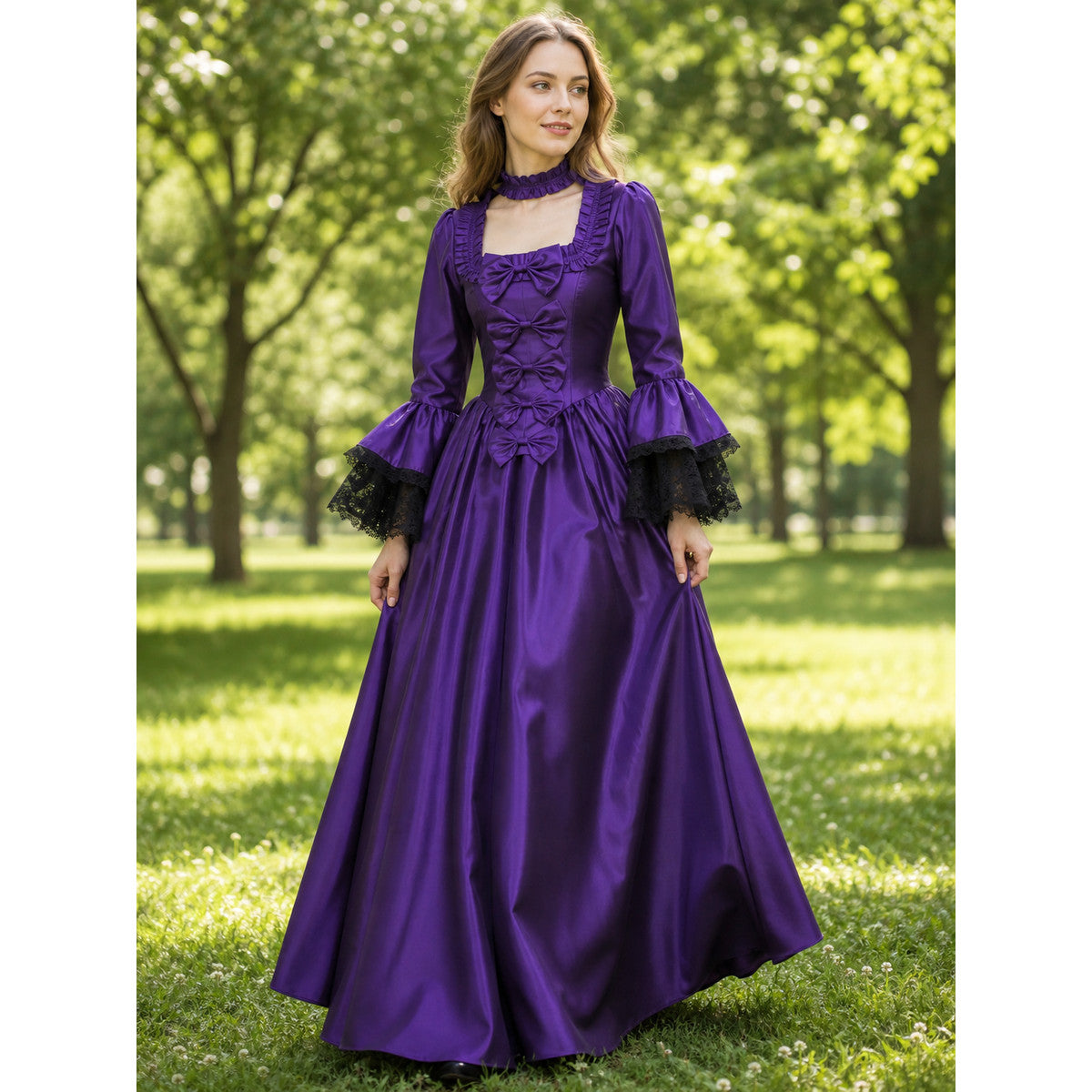 Gothic-Style Carnival Dress with Long Sleeves lifestyle view