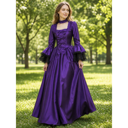 Gothic-Style Carnival Dress with Long Sleeves lifestyle view