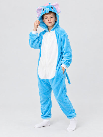 Pajama jumpsuit with an elephant head hood