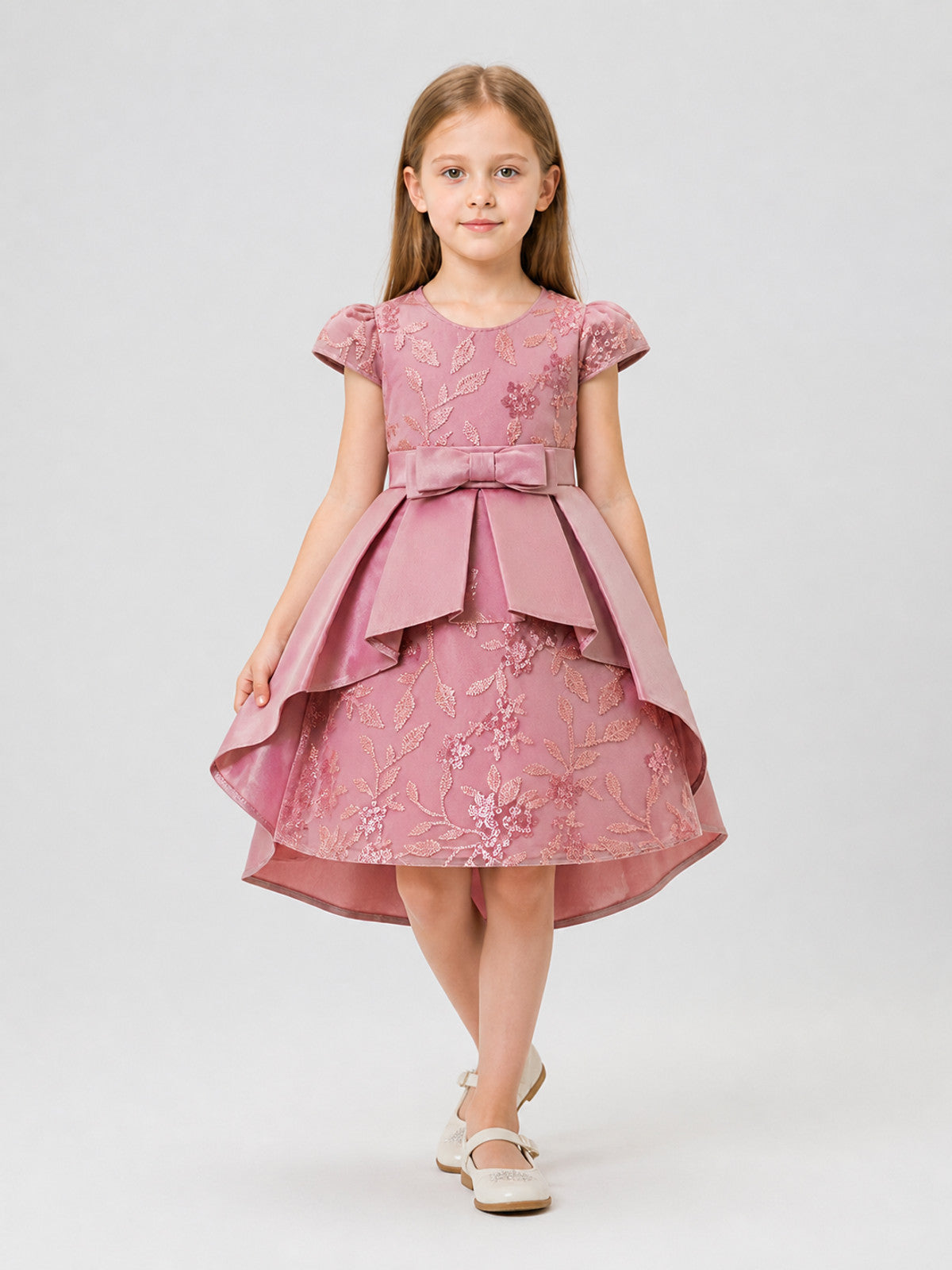 Girls' dressy dress with sequins and a satin bow Costume Dresses detail
