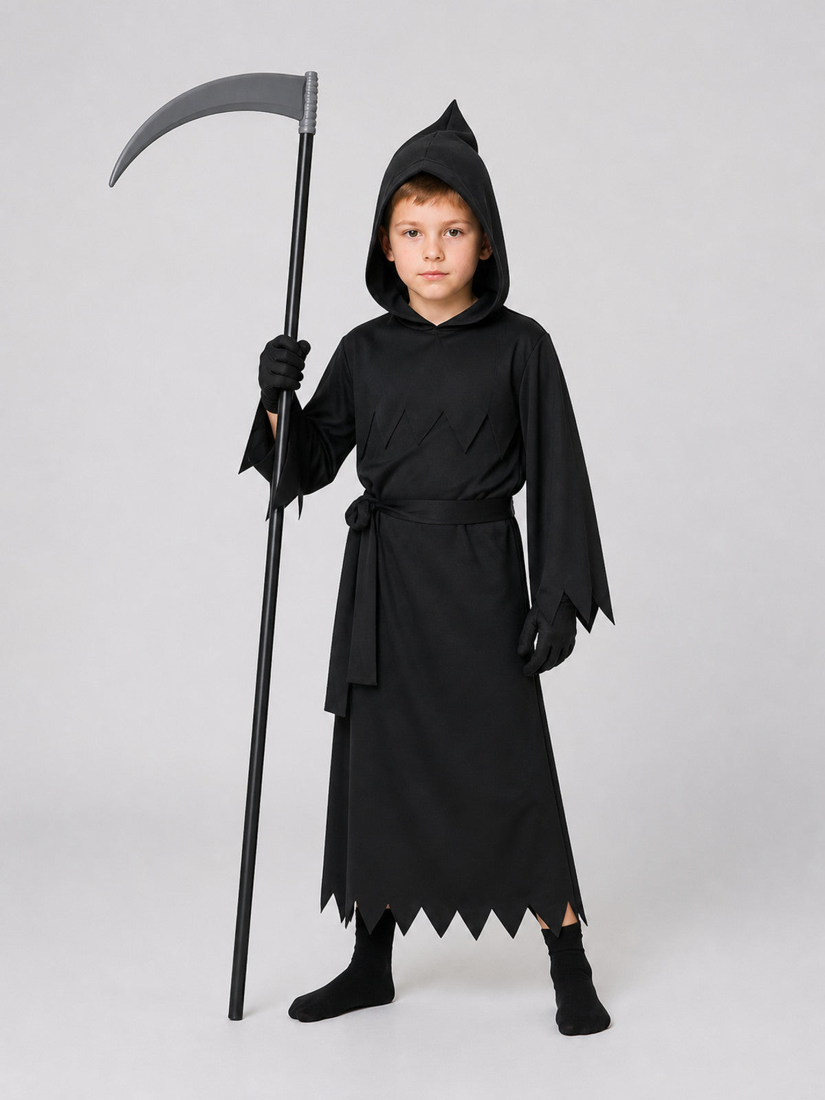 Hooded Grim Reaper Costume with Mask, Scythe Included
