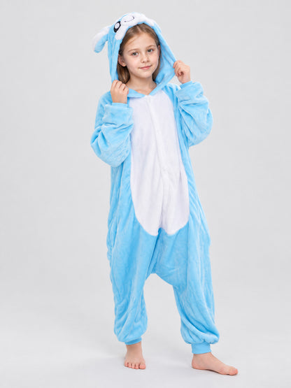 Flannel Hooded Pajama Jumpsuit with Ears