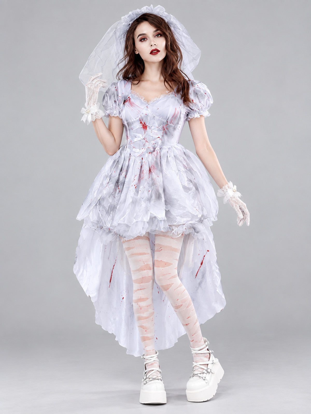 Ghost Costume with Fake Blood and Veil