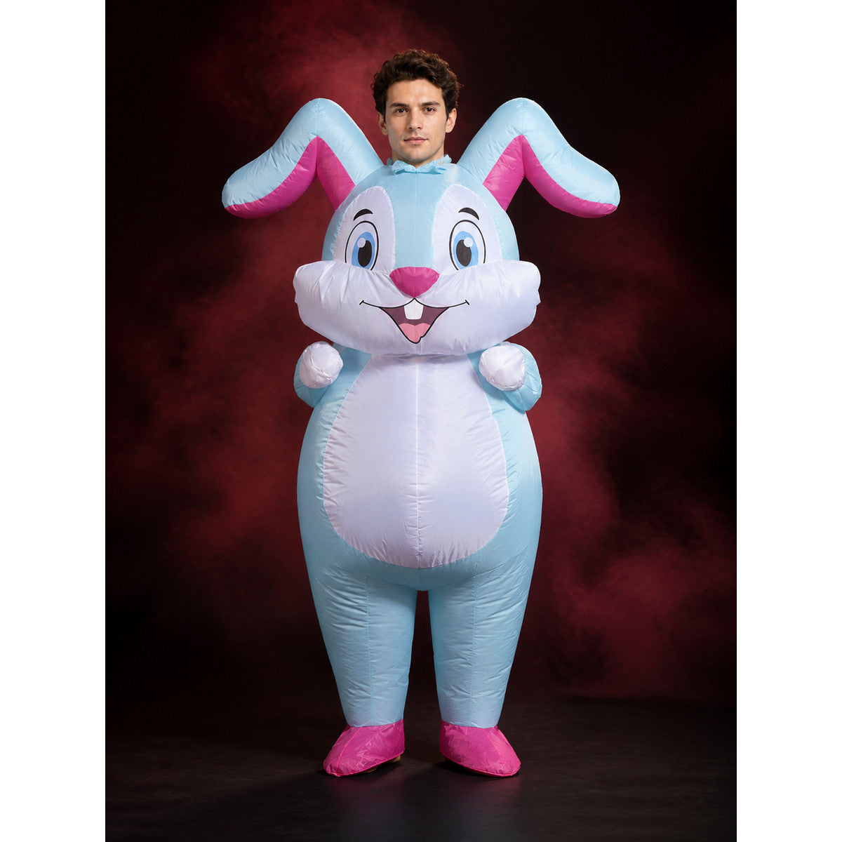 Unisex Cartoon Blue Rabbit Inflatable Costume, Easter Bunny Outfit for Party main product view