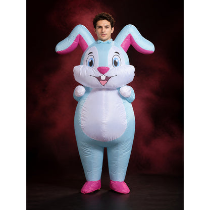 Unisex Cartoon Blue Rabbit Inflatable Costume, Easter Bunny Outfit for Party main product view