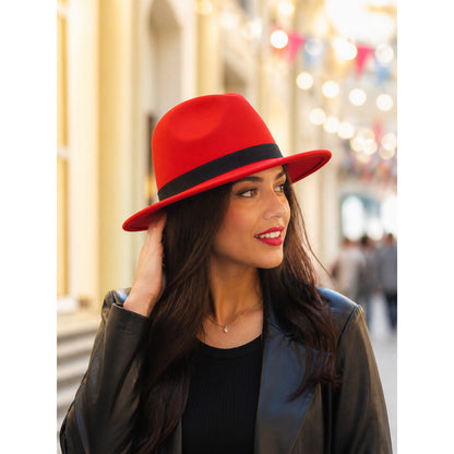 Carnival Fedora Hat with Black Ribbon lifestyle view