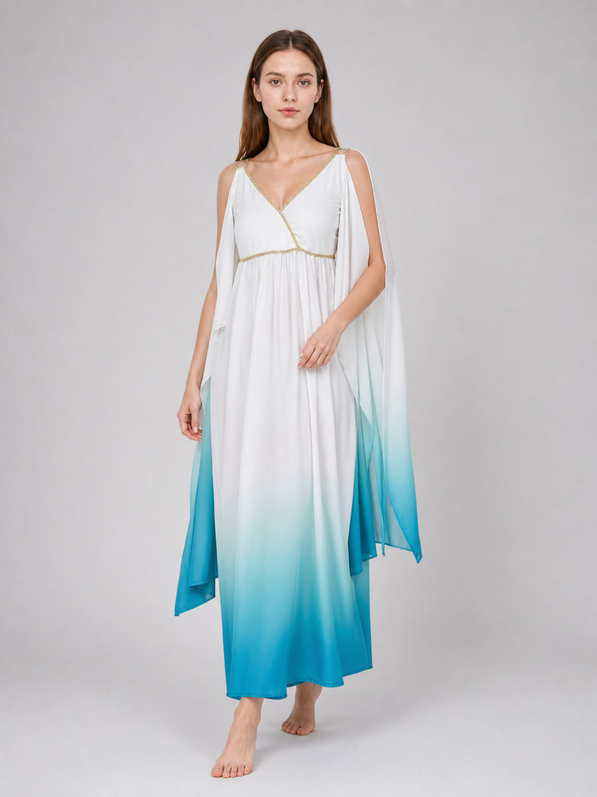 Gradient Maxi Dress with Gold Trim Costume Dresses detail