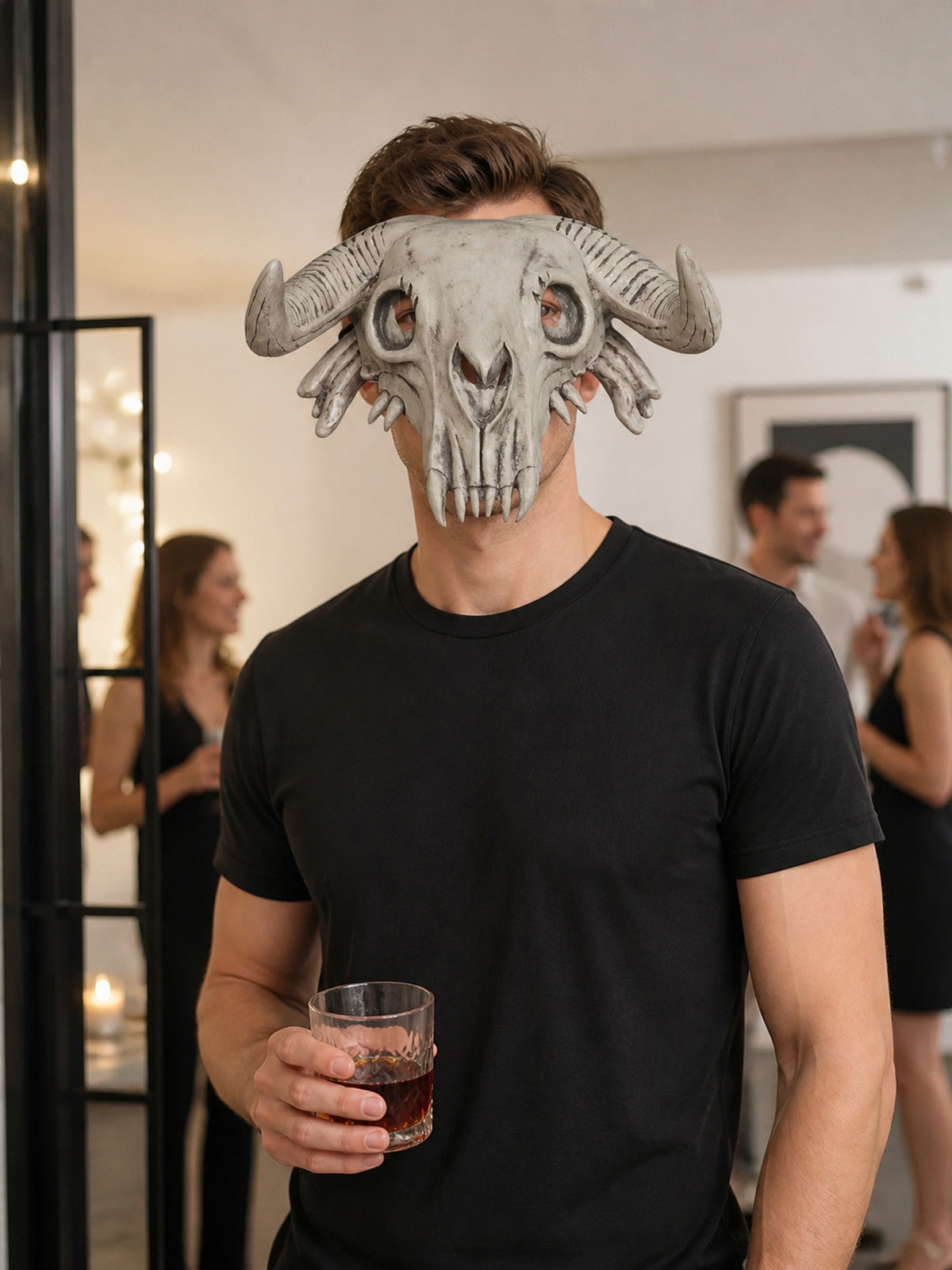 Halloween Carnival Mask with Skull and Horns lifestyle view