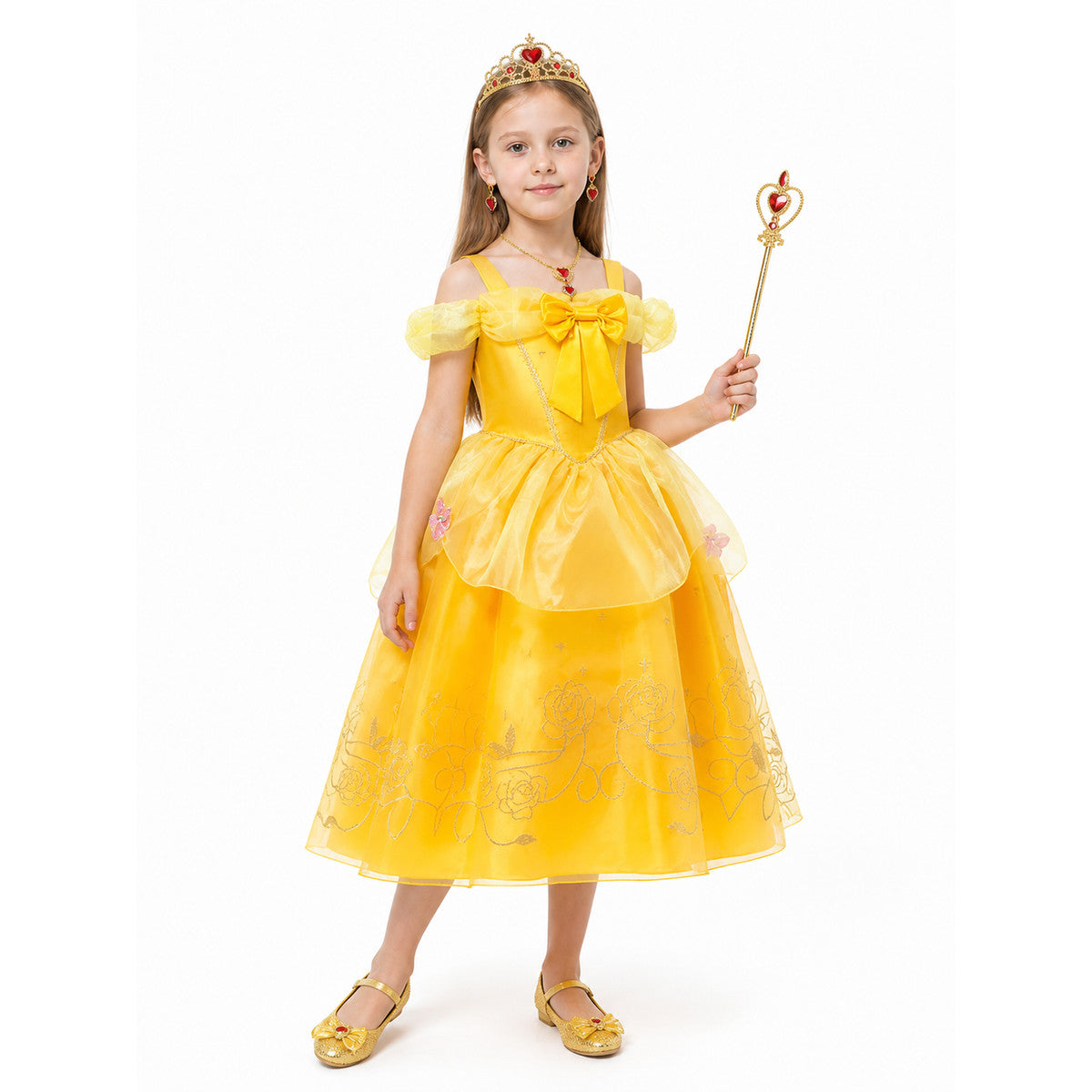 Children’s Carnival Dress with Crown and Floral Embroidery product detail