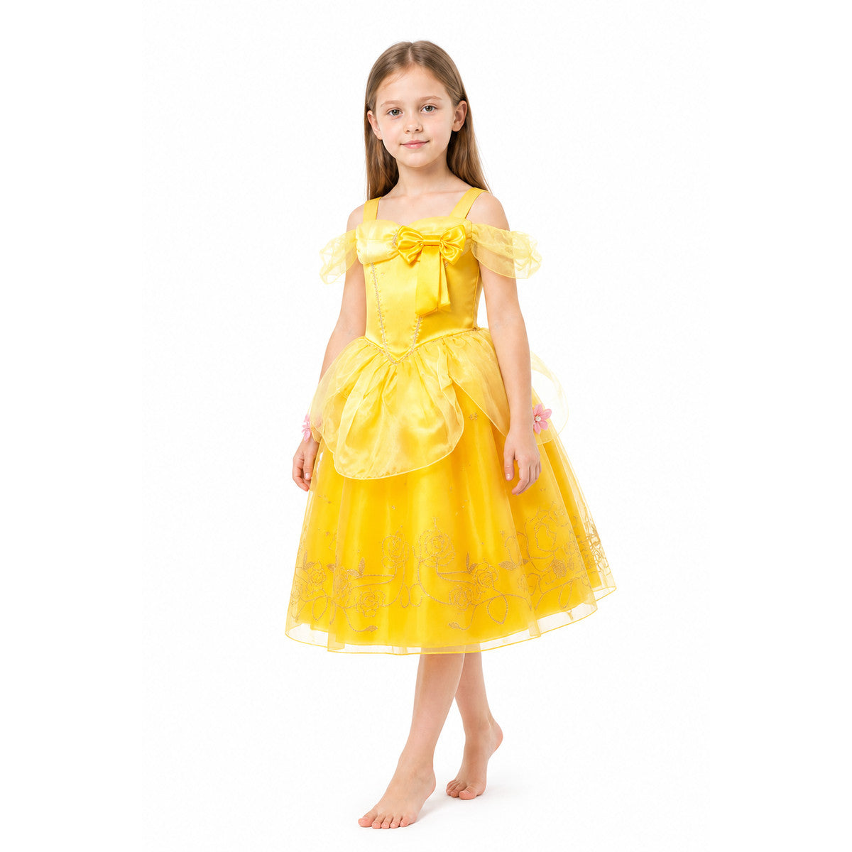 Children's Costume Dress with Floral Embroidery and Bow Costume Dresses detail