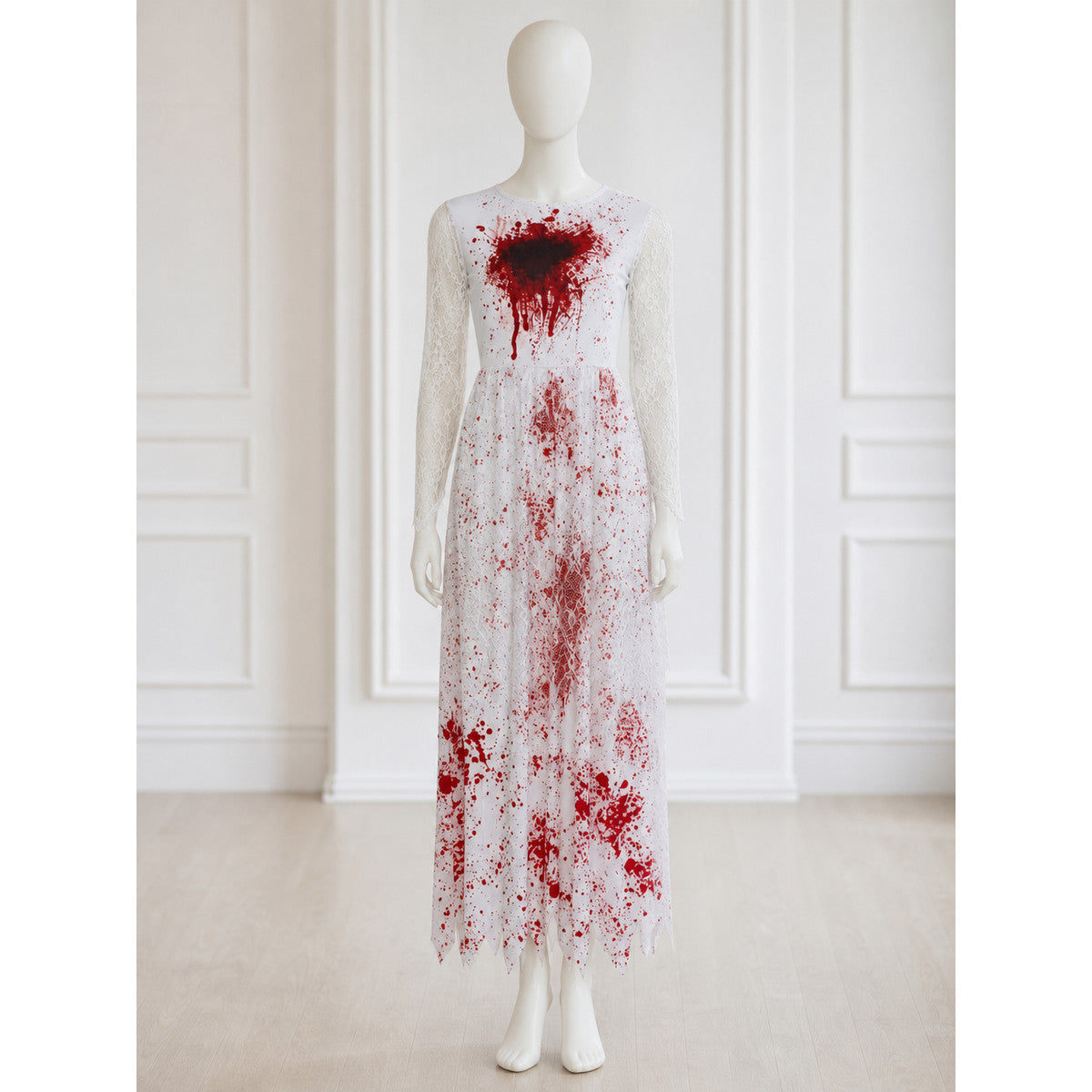 Lace Dress with a Jagged Hem and Red Spots lifestyle view