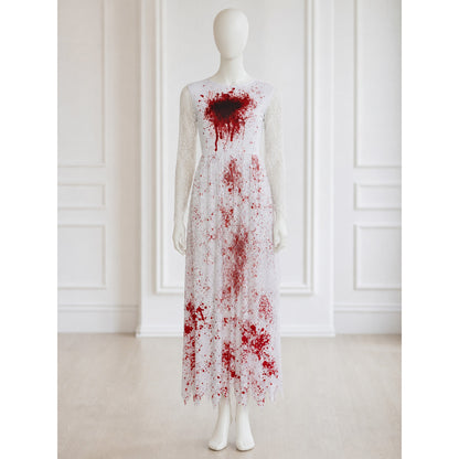 Lace Dress with a Jagged Hem and Red Spots lifestyle view