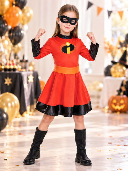Kids' Costume Set with Dress, Mask, and Yellow Belt